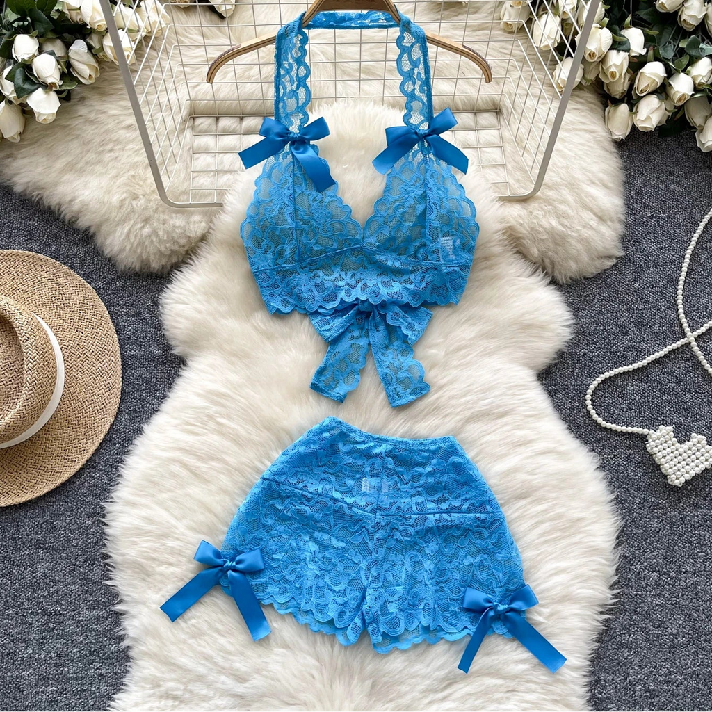 Azure Allure Lace Bow Set