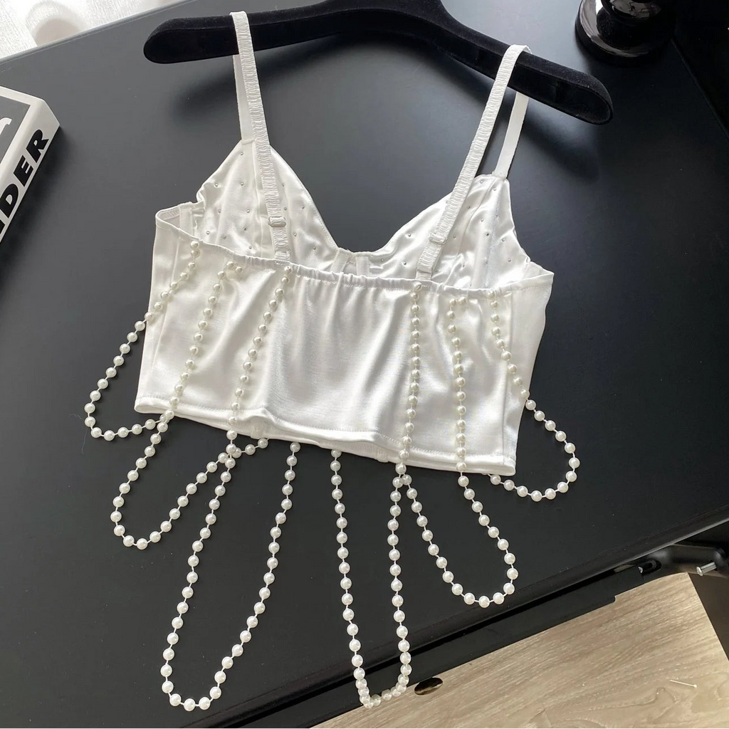 Pearl Chain Bustier Top