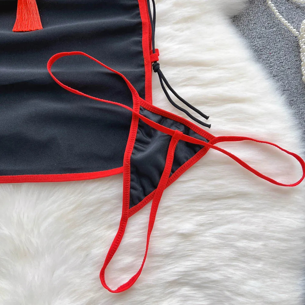 Crimson Cheongsam Mini Dress