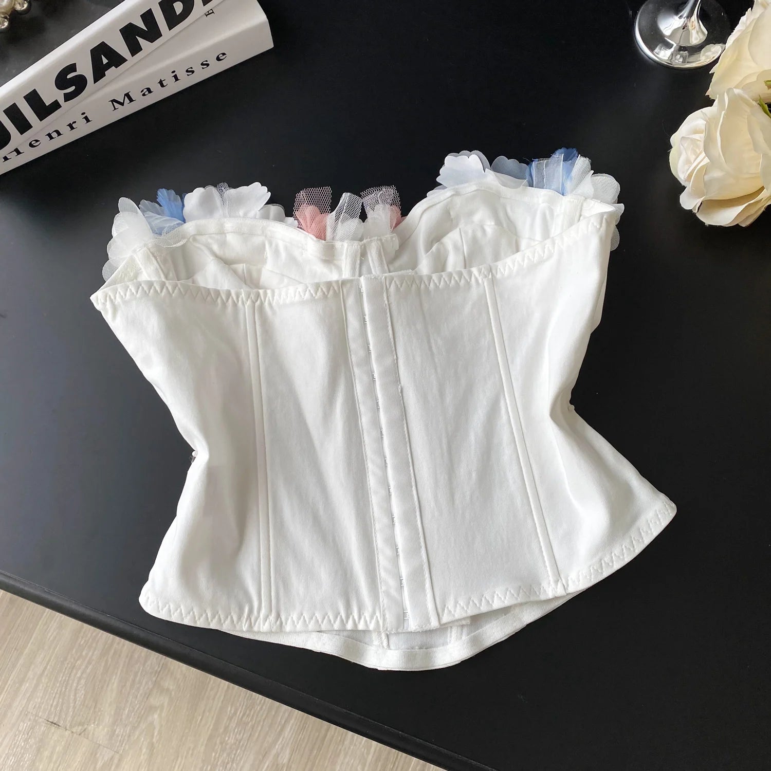 Ruffle Me Blue Corset Top