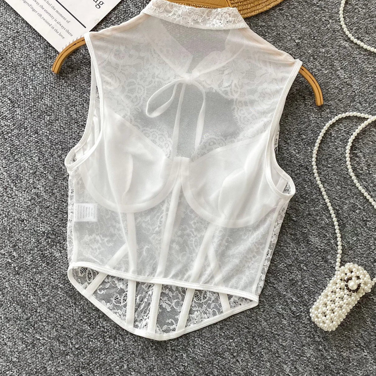 Closed Throat Lace Corset Top