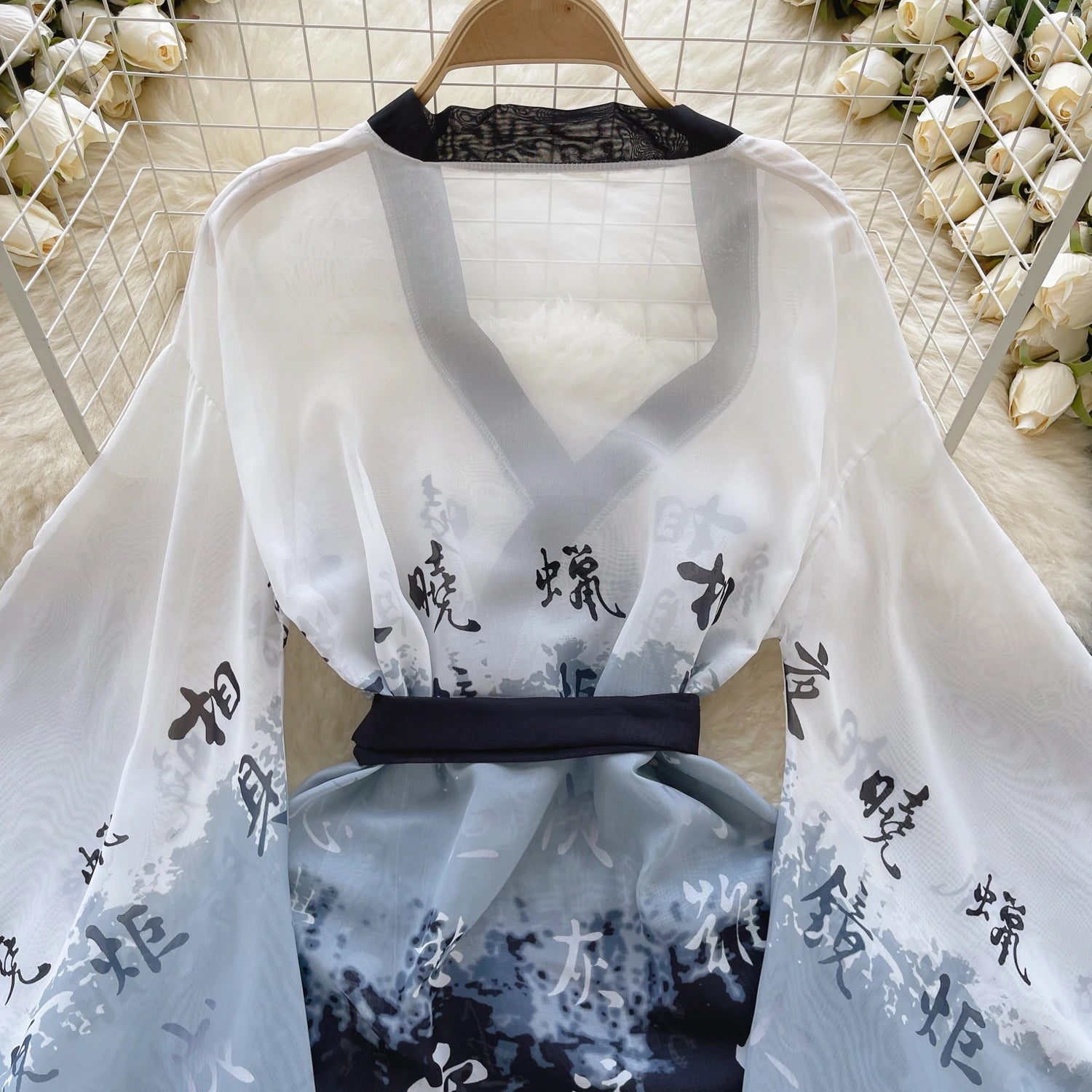 Ink Veil Kimono Robe Set