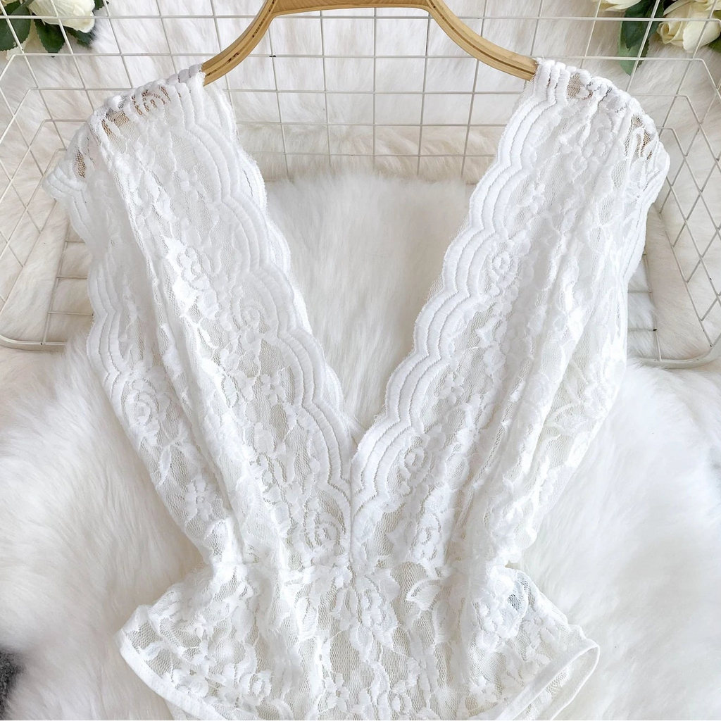 Laced Deep Plunge Bodysuit