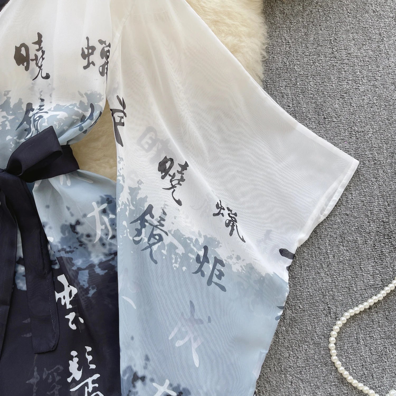 Ink Veil Kimono Robe Set