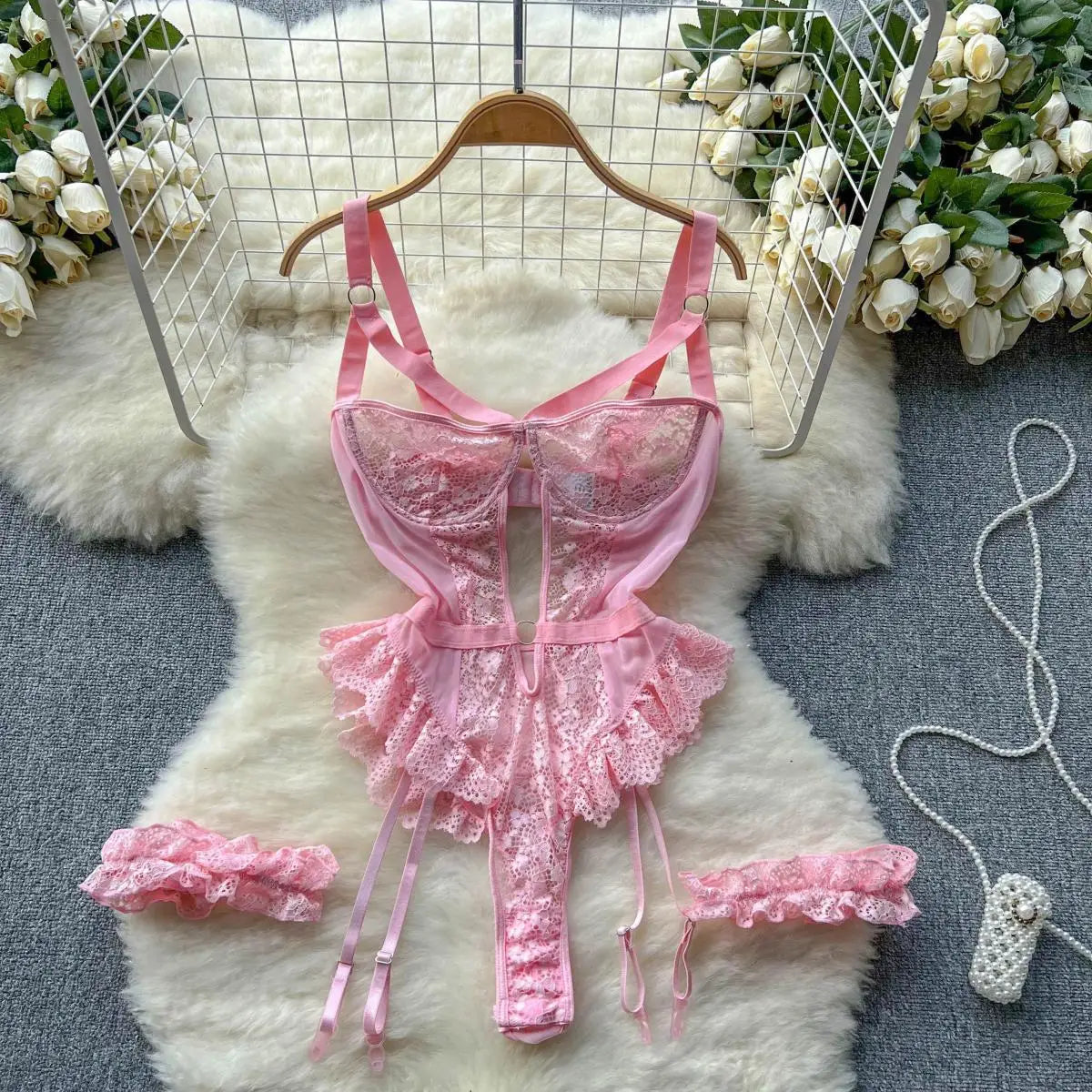 Frillbound Corset Bodysuit Set