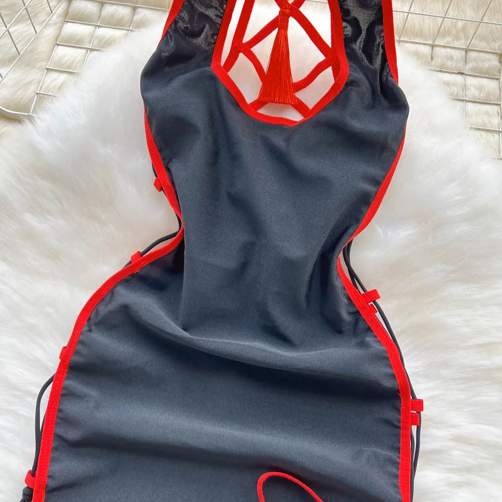 Crimson Cheongsam Mini Dress