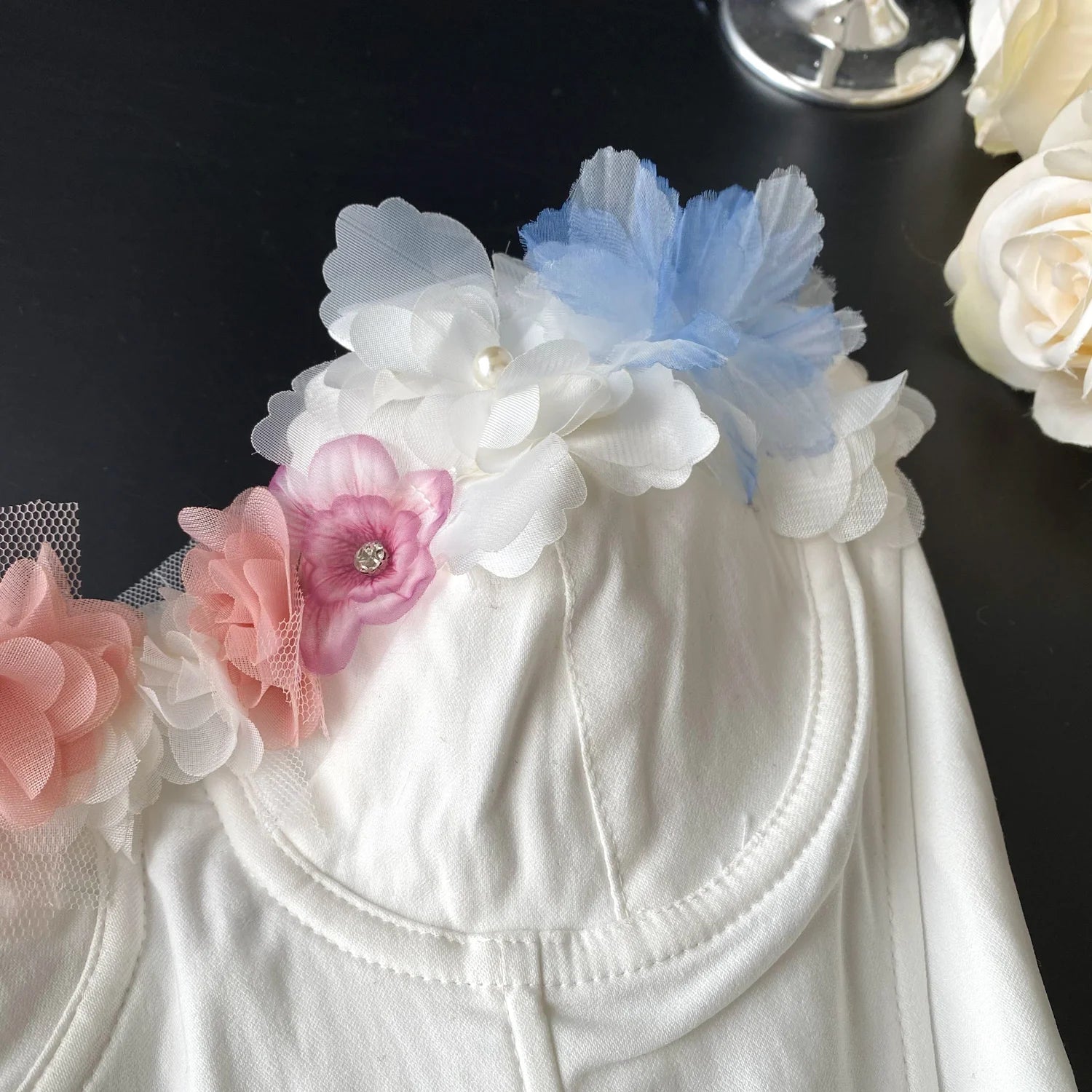 Ruffle Me Blue Corset Top