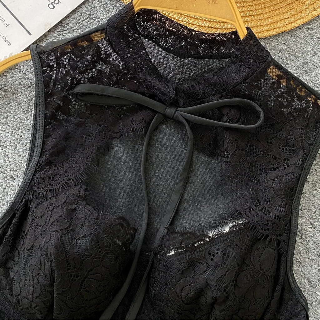 Closed Throat Lace Corset Top