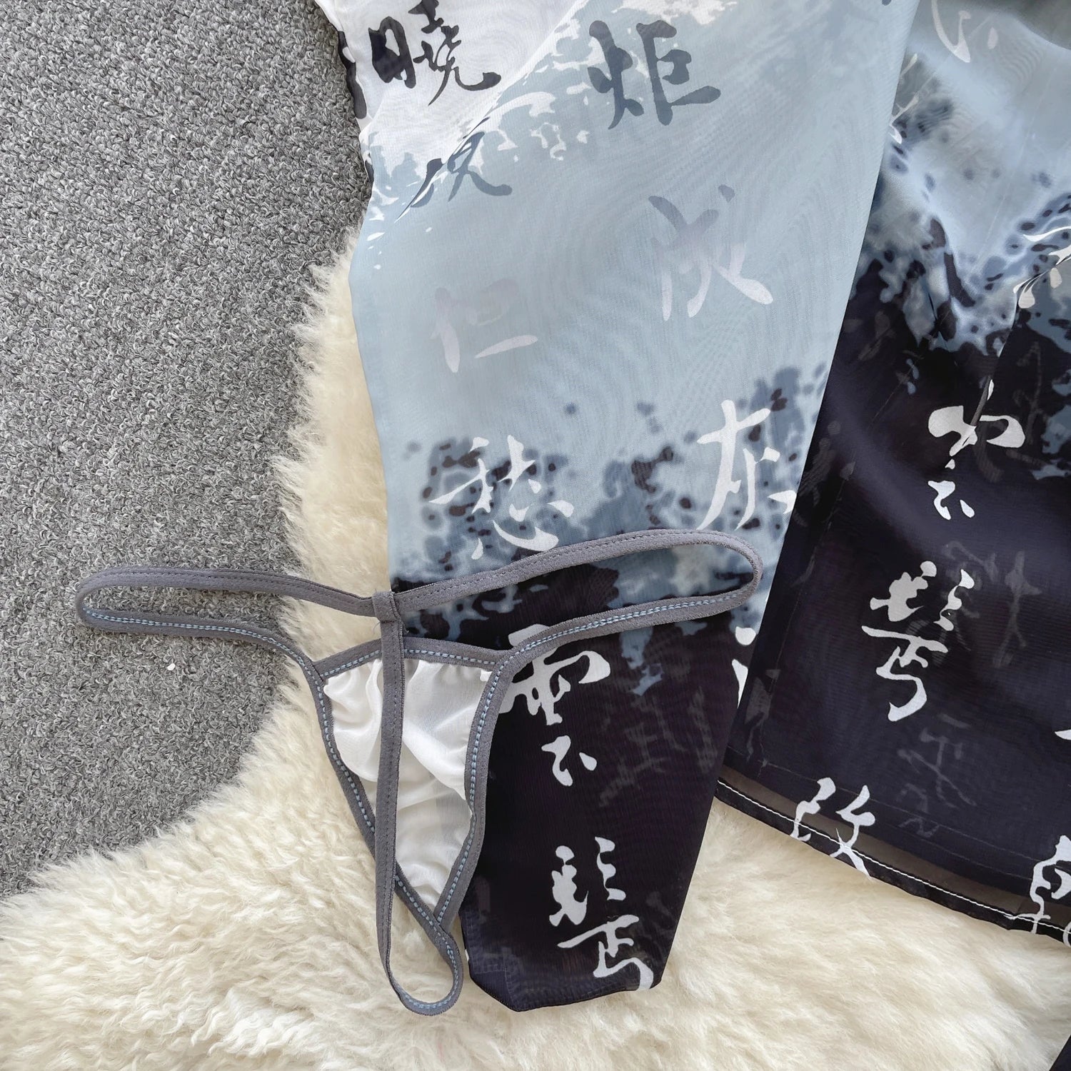 Ink Veil Kimono Robe Set