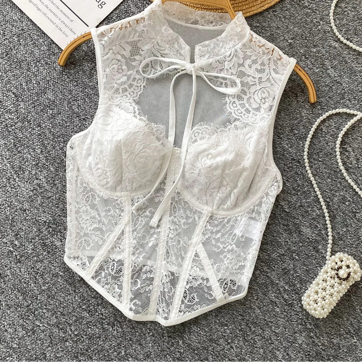 Closed Throat Lace Corset Top