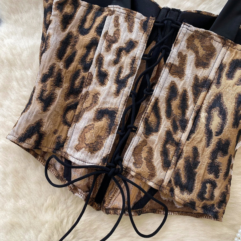 Leopard Laced Corset Top