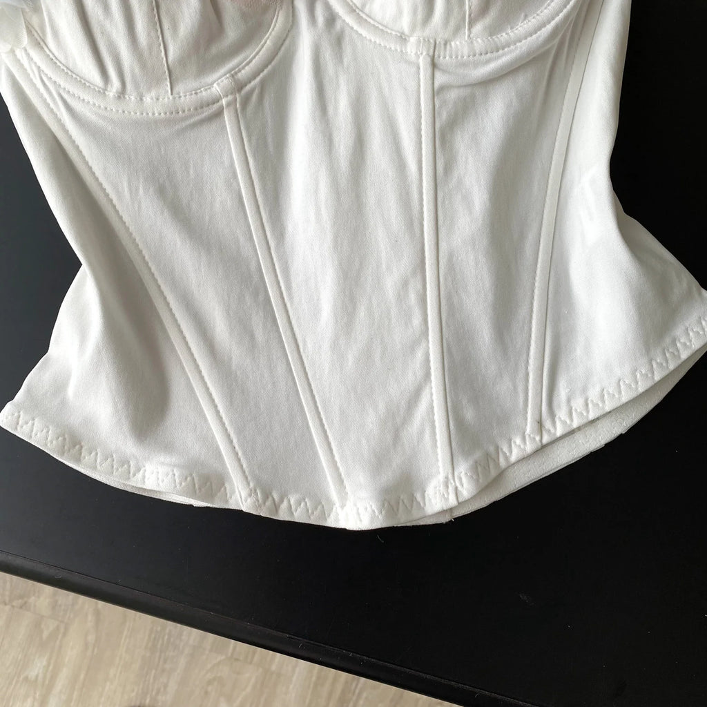 Ruffle Me Blue Corset Top