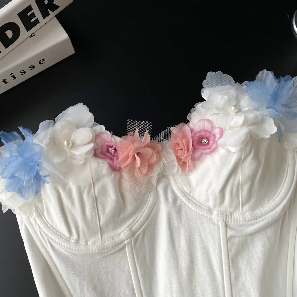 Ruffle Me Blue Corset Top