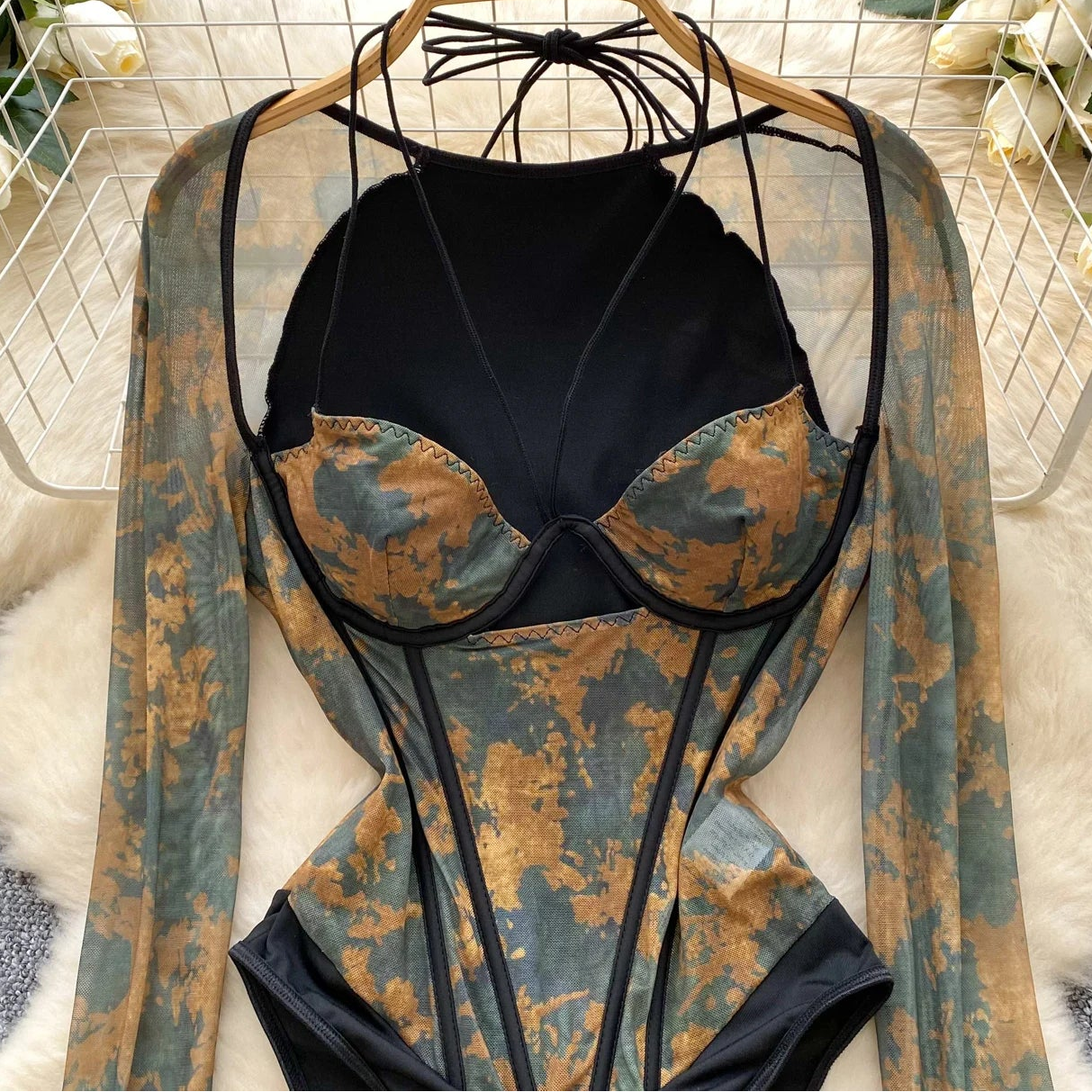 Strata Mesh Corset Bodysuit