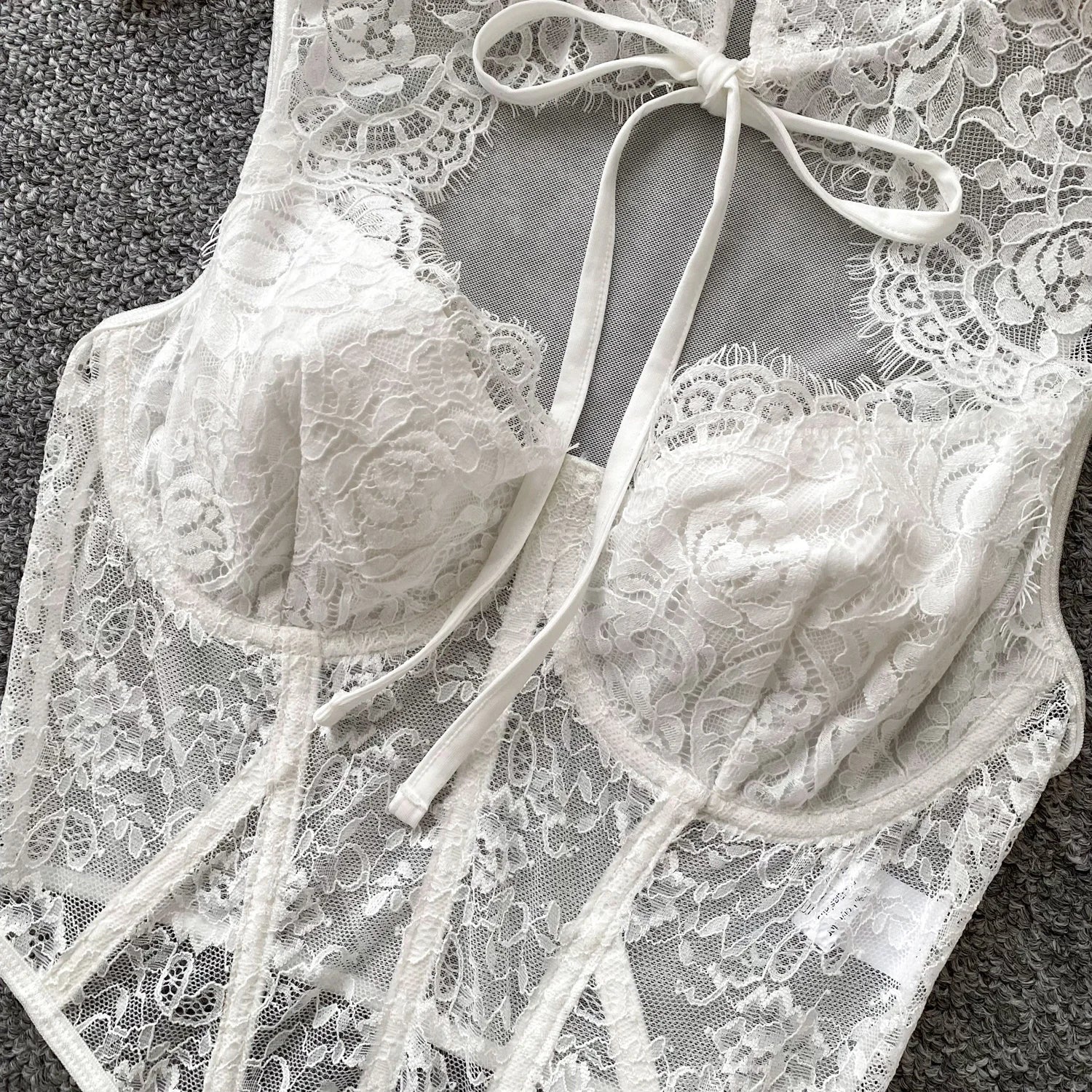 Closed Throat Lace Corset Top