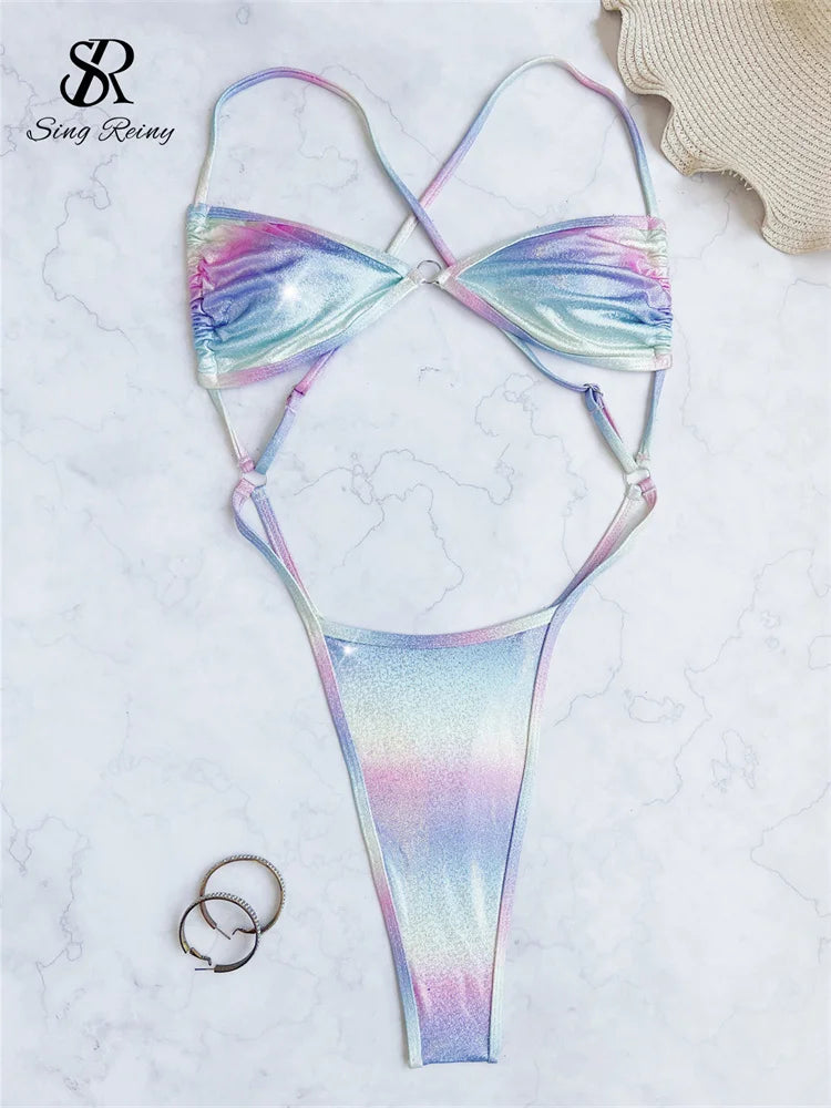 Halo Curve Bandeau Thong Set