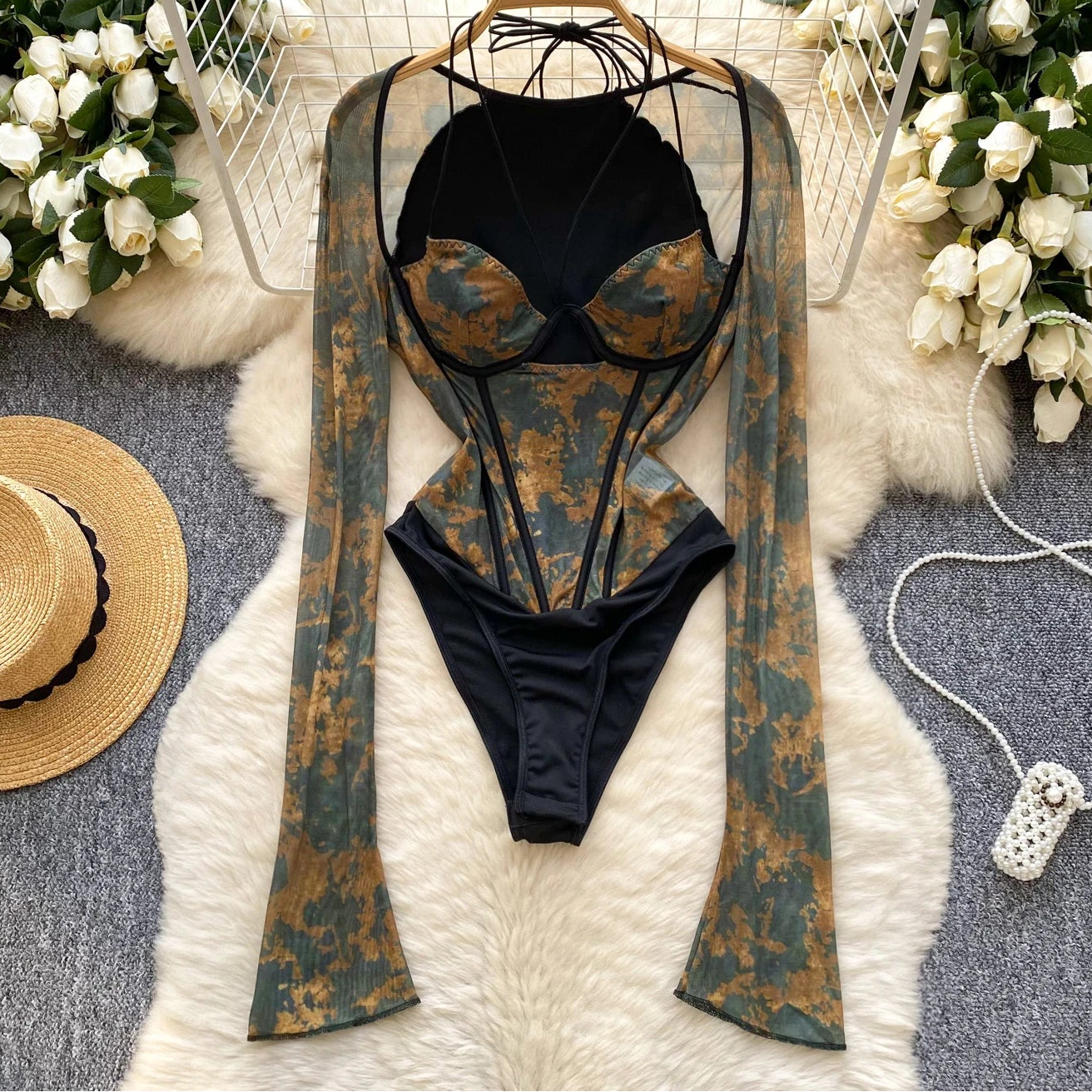 Strata Mesh Corset Bodysuit