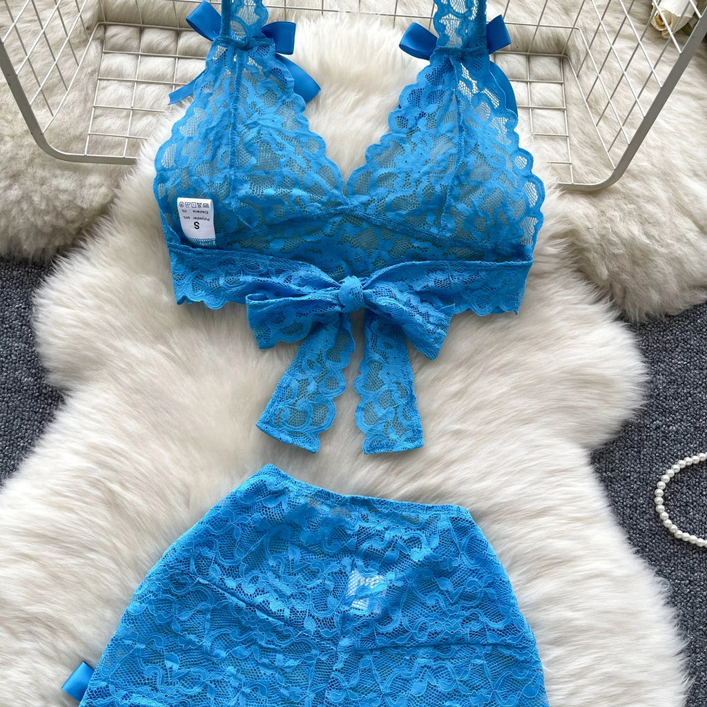 Azure Allure Lace Bow Set