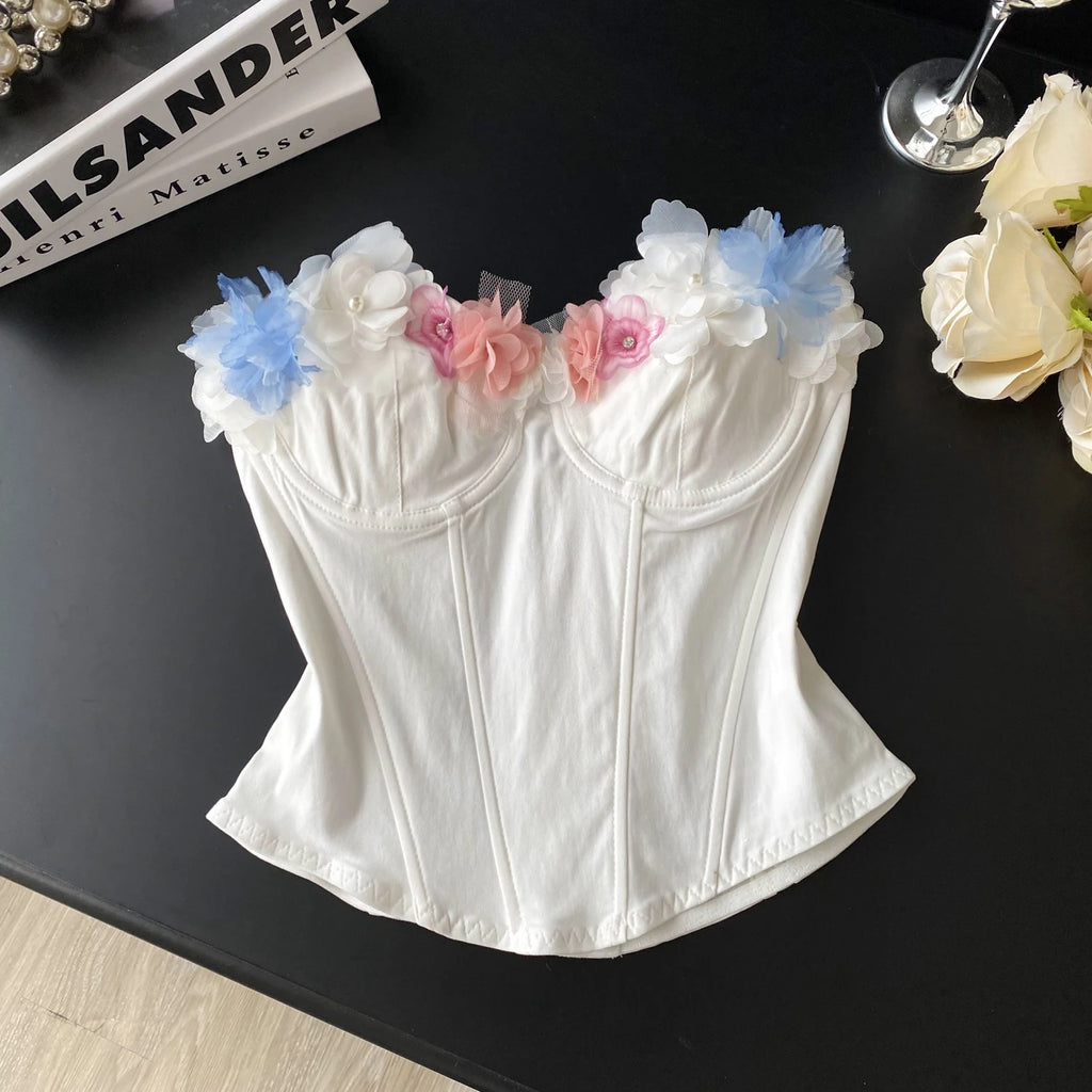 Ruffle Me Blue Corset Top