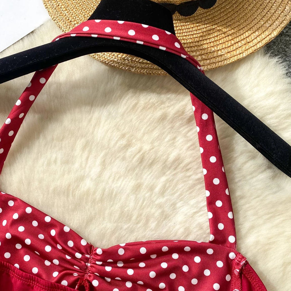 Halter Ruched Polka Camis