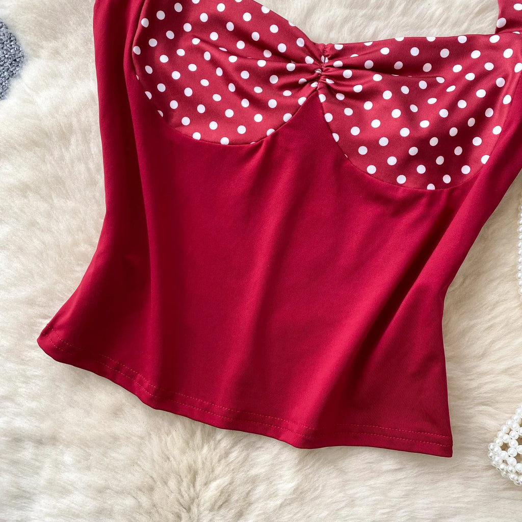 Halter Ruched Polka Camis