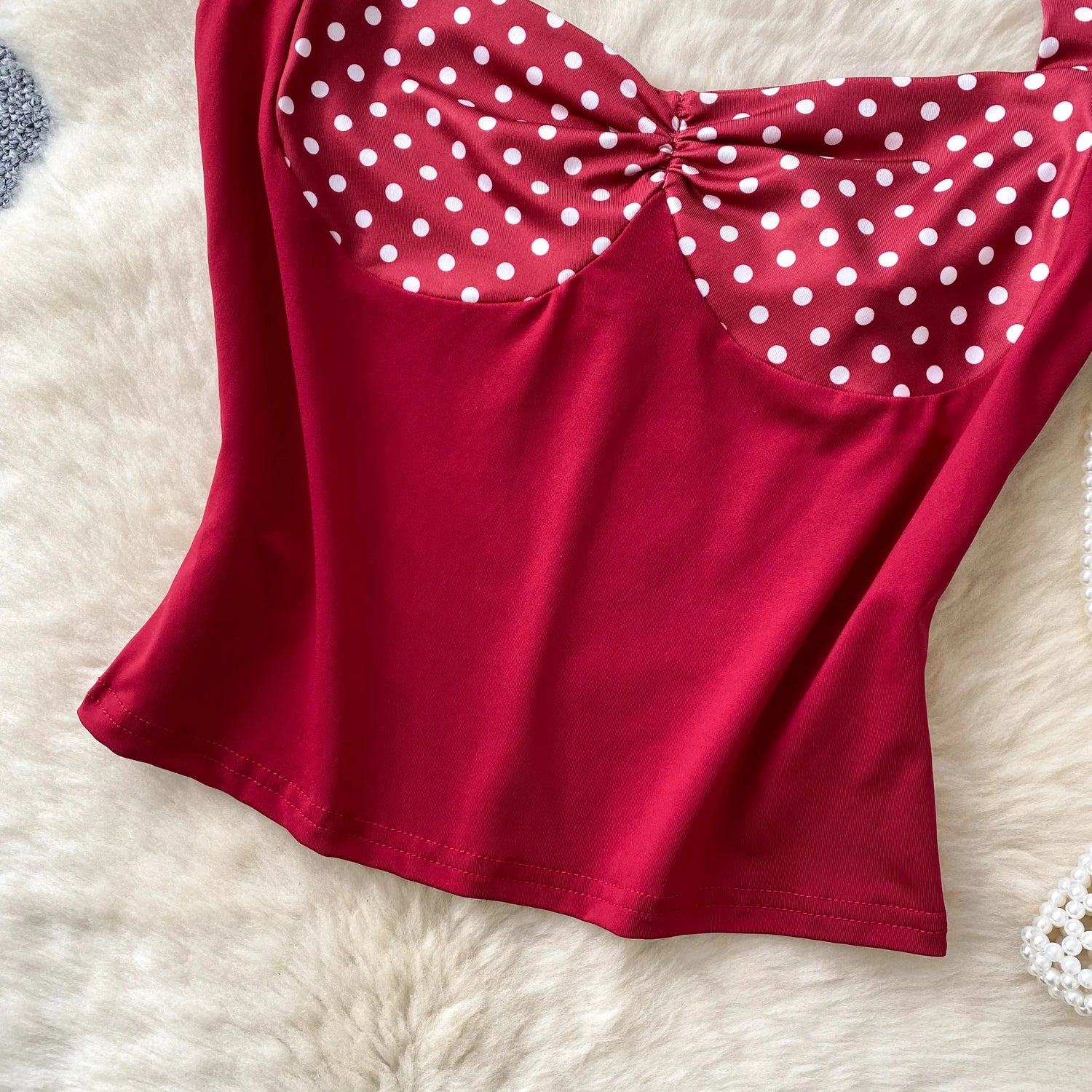 Halter Ruched Polka Camis