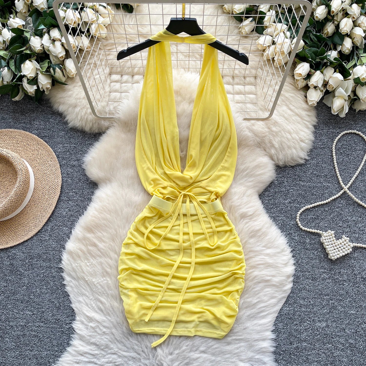 Honey Glazed Halter Dress