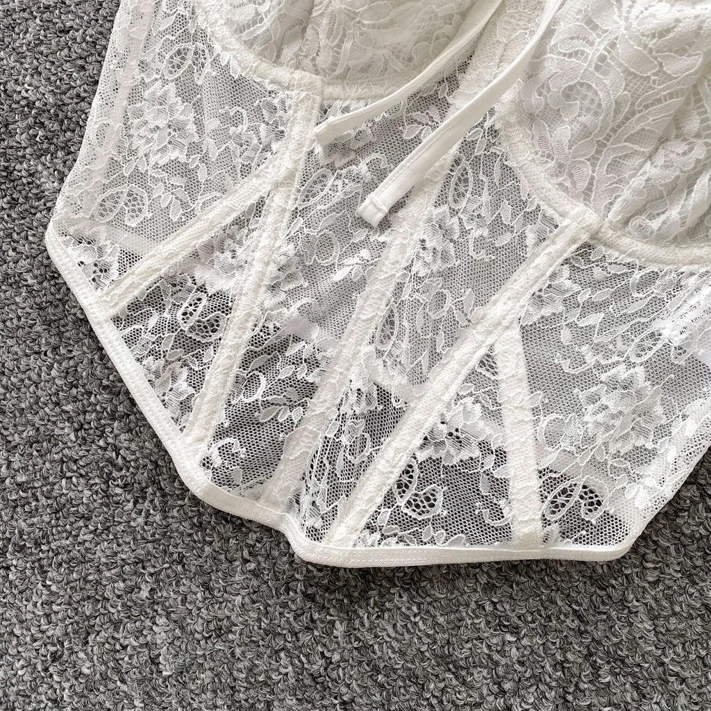 Closed Throat Lace Corset Top