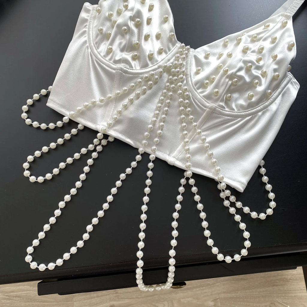 Pearl Chain Bustier Top