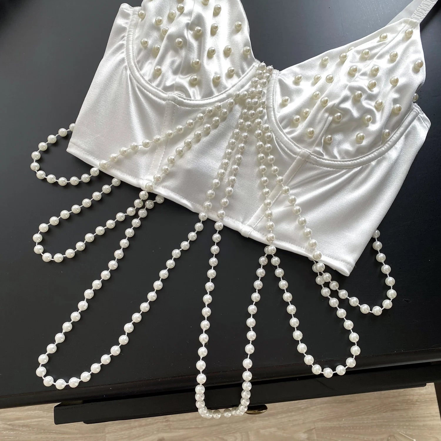 Pearl Chain Bustier Top