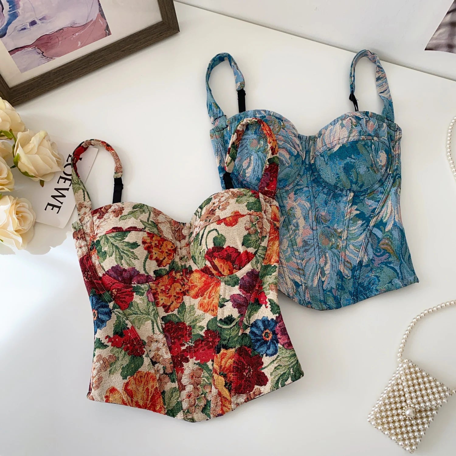 Floralweave Corset Top