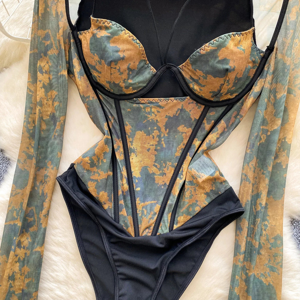 Strata Mesh Corset Bodysuit