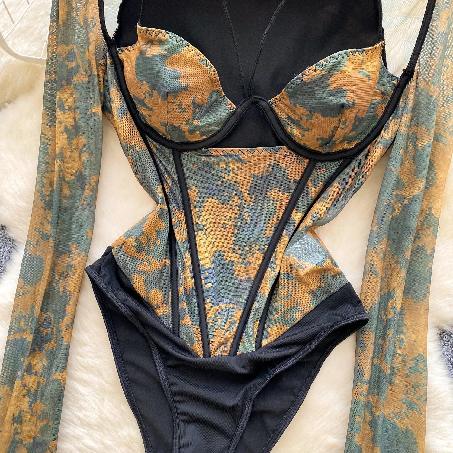 Strata Mesh Corset Bodysuit