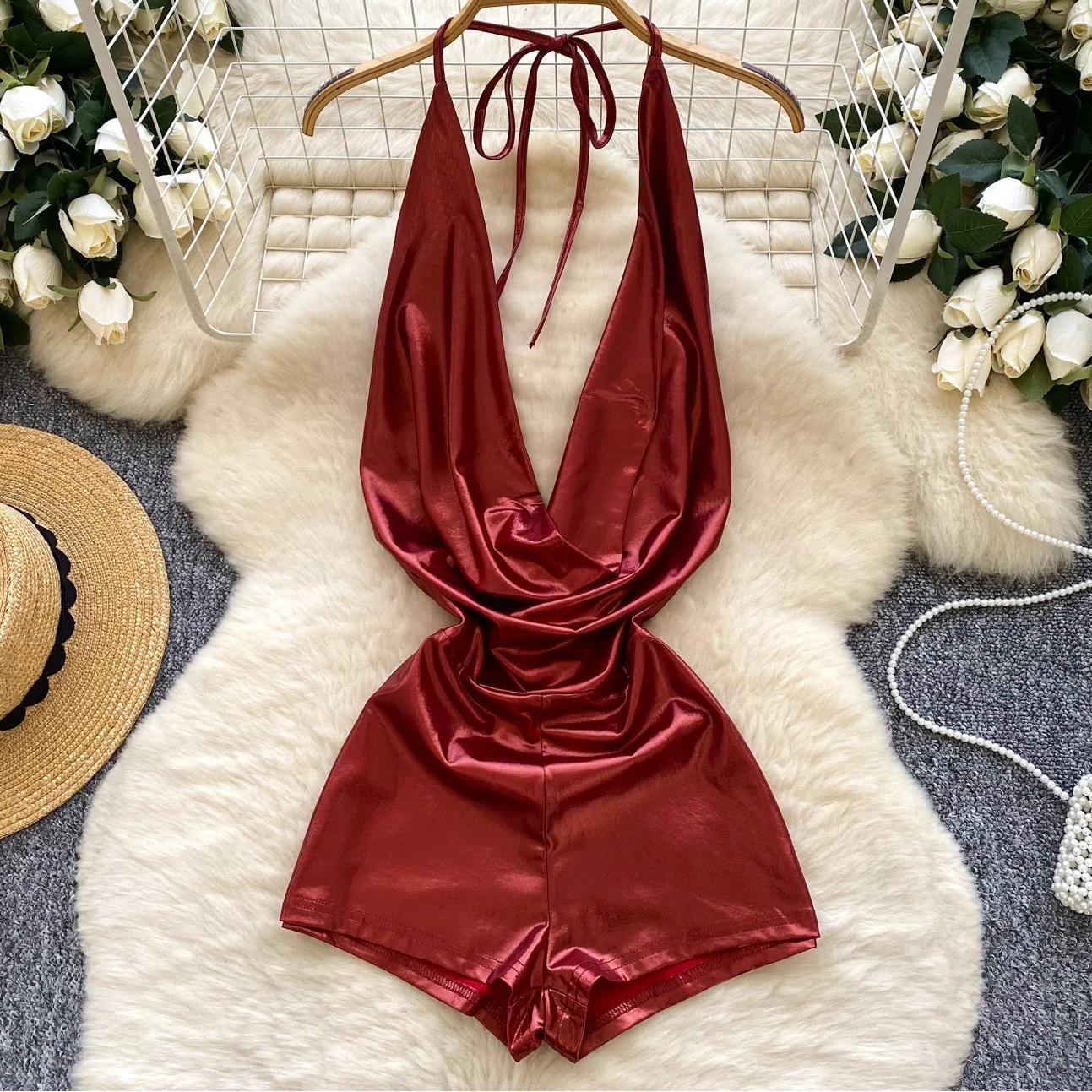 Silk and Sin Halter Romper