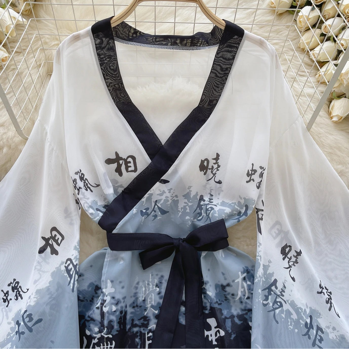 Ink Veil Kimono Robe Set