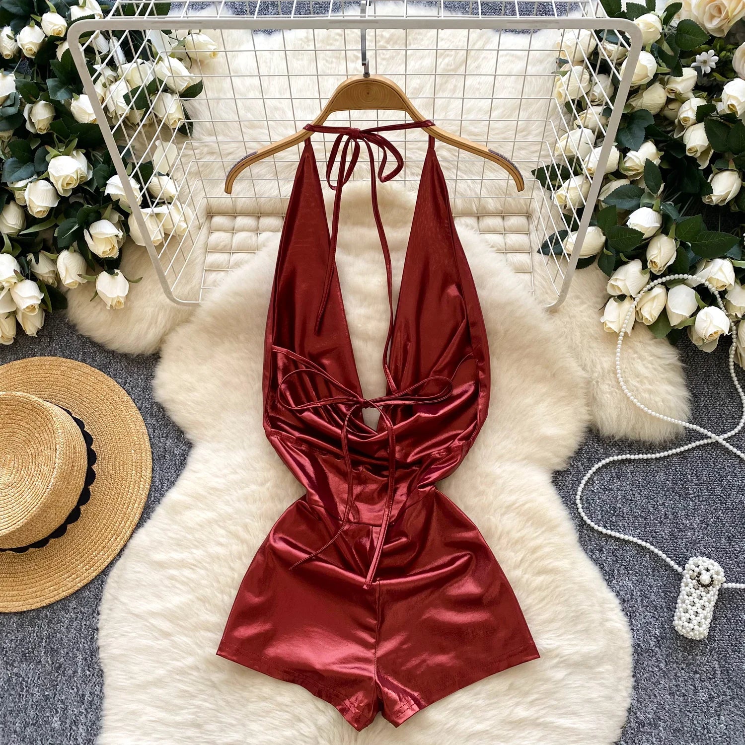 Silk and Sin Halter Romper