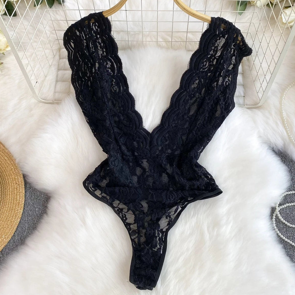 Laced Deep Plunge Bodysuit