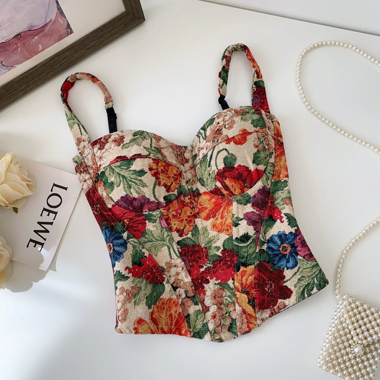Floralweave Corset Top