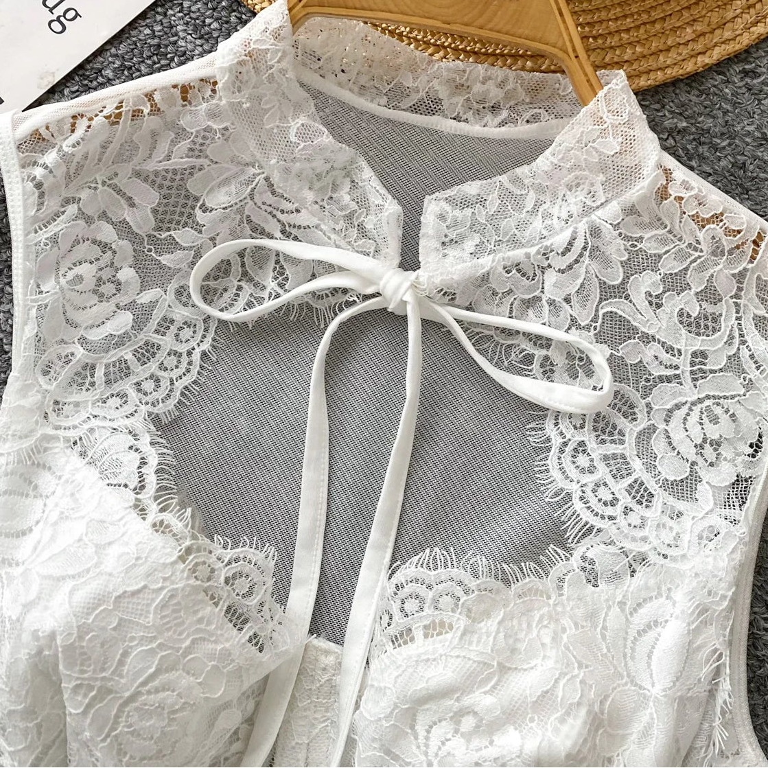 Closed Throat Lace Corset Top