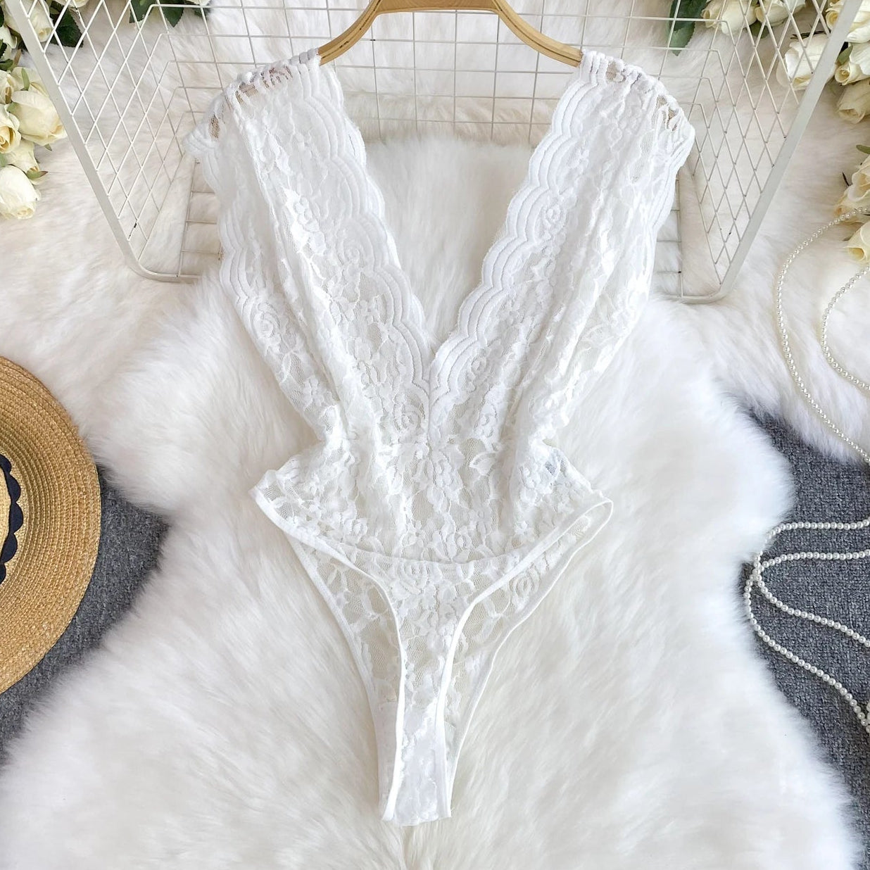 Laced Deep Plunge Bodysuit