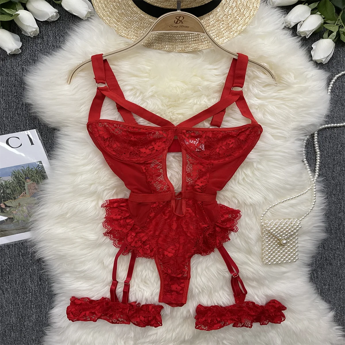 Frillbound Corset Bodysuit Set