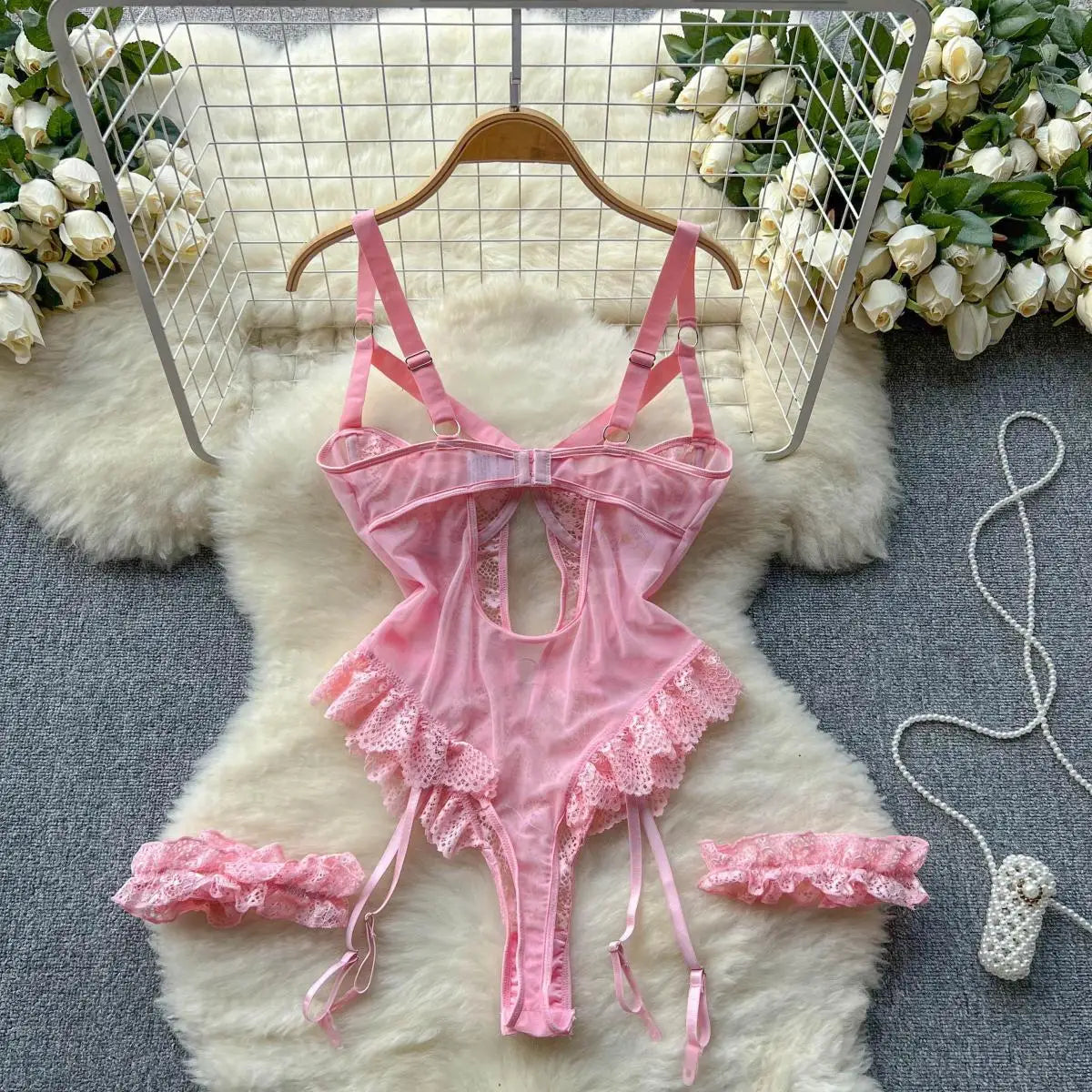 Frillbound Corset Bodysuit Set