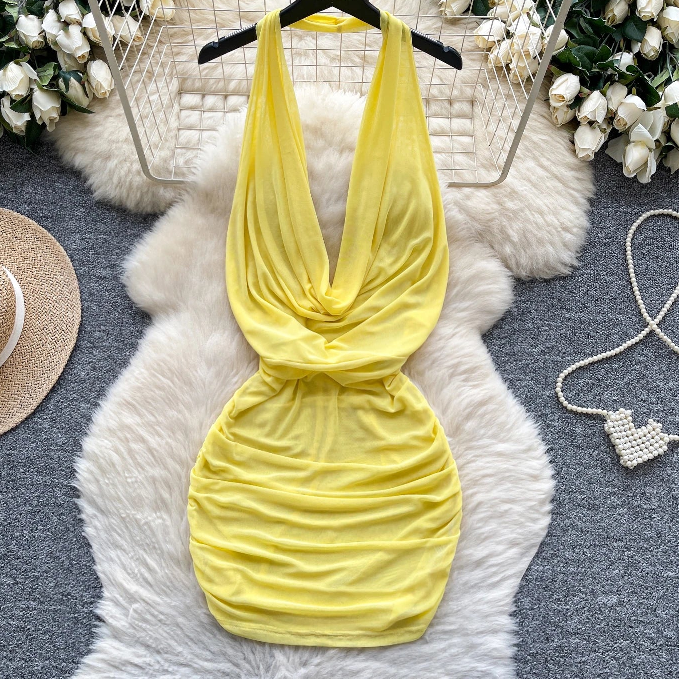 Honey Glazed Halter Dress