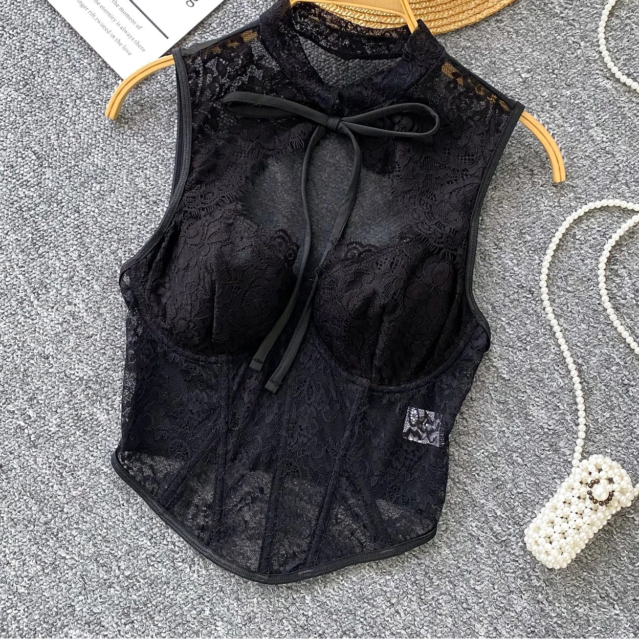 Closed Throat Lace Corset Top