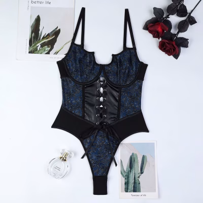 Lace-Up Corset Bodysuit