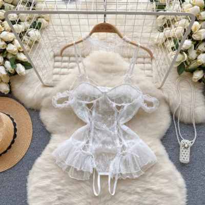 Lace Mesh Open-crotch Set with Choker