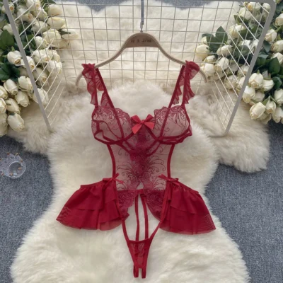 Flare Lace Ruffle Bodysuit